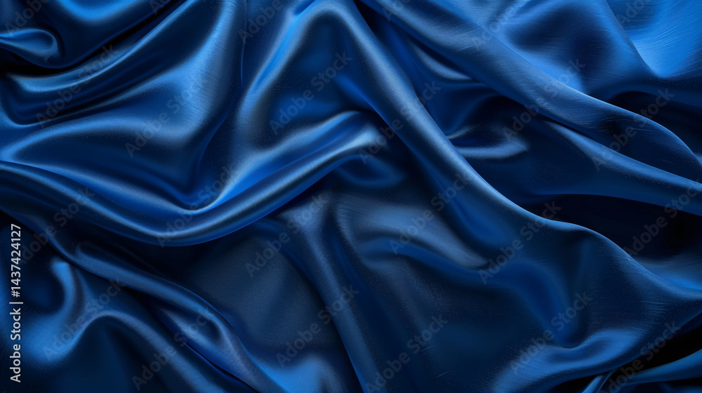 Obraz premium Luxurious royal blue fabric texture with a smooth gradient, perfect for premium wallpapers, banners, and presentations.