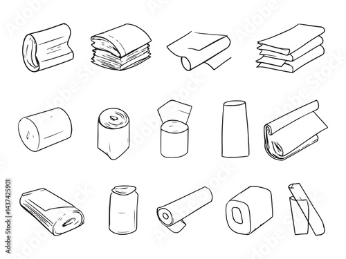 Paper Refills line art icon creative paper refills sketch