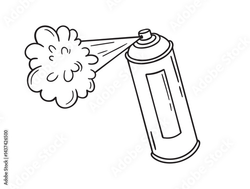 spray paint can doodle hand drawn icon. Outline drawing spray paint can line clipart symbol