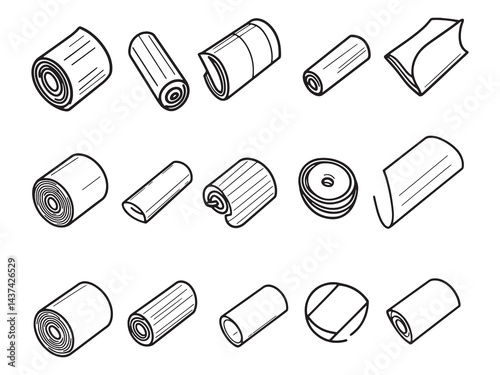 Paper Roll line art icon creative sketch design