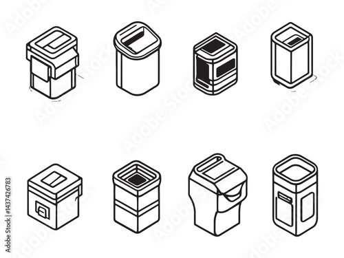Paper Shredder line art icon creative digital drawing