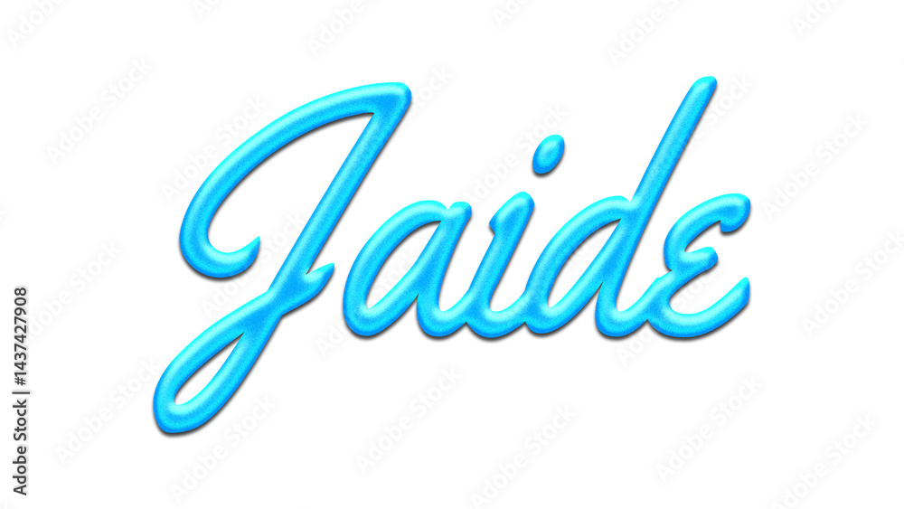 Fototapeta premium Glowing blue effect of name Jaide on white background.