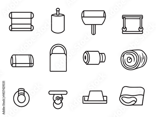 Paper Towel Holder line art icon minimalist design style
