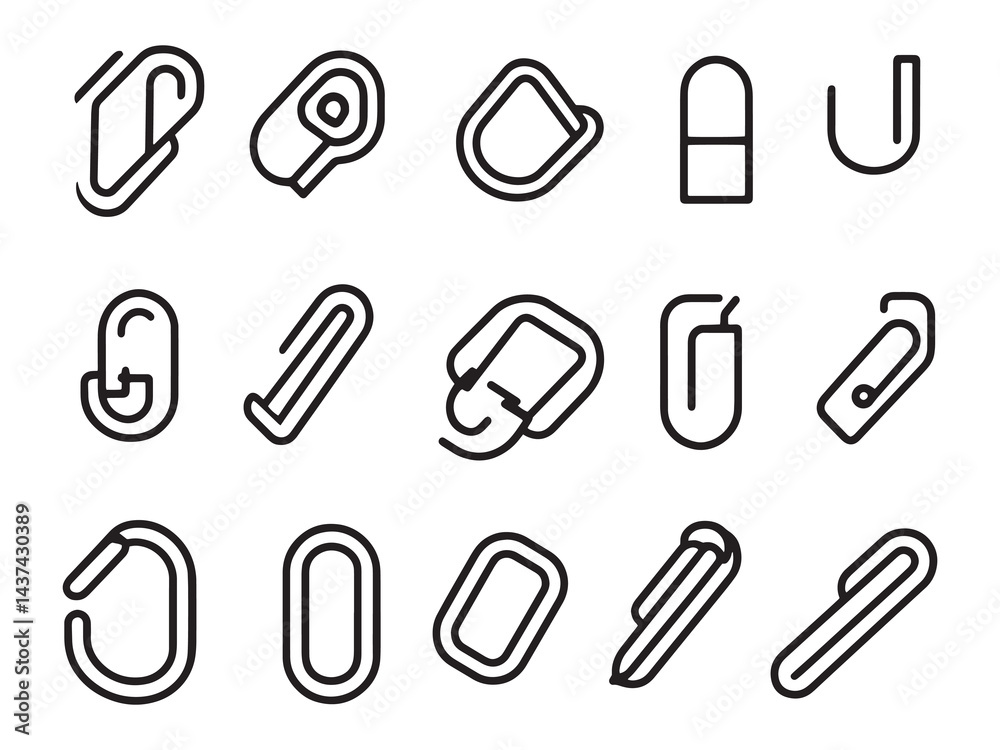 Paperclip line art icon modern artistic outline drawing Paperclip line art icon modern artistic outline drawing