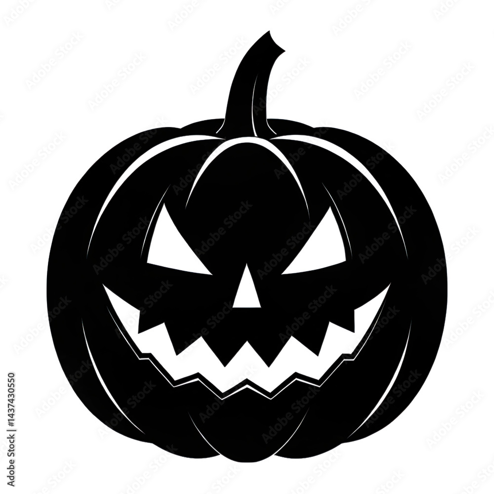 Fototapeta premium silhouette of a halloween pumpkin isolated on white