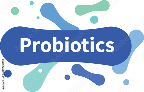 Probiotics for Gut Health - Beneficial Bacteria Illustration with Digestive System 