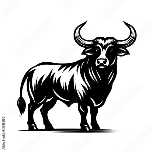 black and white bull silhouette 