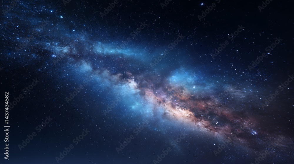 Fototapeta premium Vibrant Blue And Purple Galaxy With Countless Stars Across A Dark Night Sky