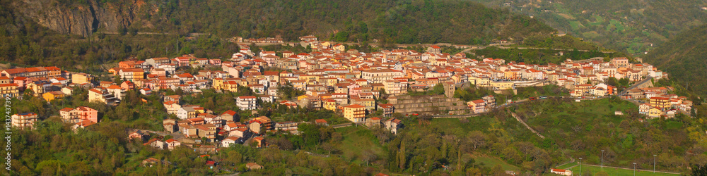 Obraz premium Banner of Terranova del Pollino village, Basilicata, Italy