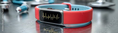Futuristic ai wearable health monitor analyzing real-time data in healthcare settings versatile design modern environment