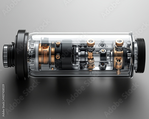 Cross section view of automatic solenoid valve showcasing intricate internal components