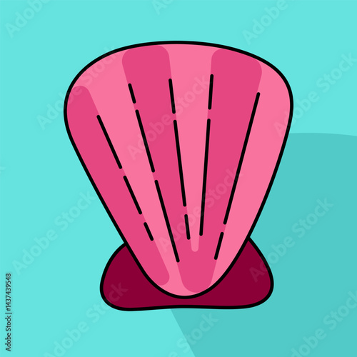 Playful doodle line art of summer beach theme with seashells and Clams elements. Can be used for children's books, posters, brochures, coloring books, education and learning