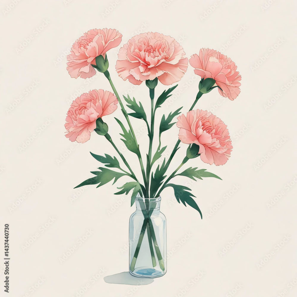 A blank card awaits your Mother’s Day note, framed by delicate carnations. A blank card awaits your Mother’s Day note, framed by delicate carnations.