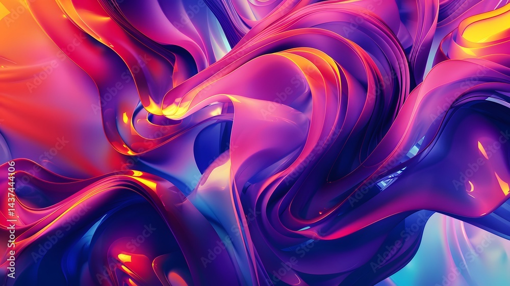 Fototapeta premium A colorful, abstract painting with a purple and orange swirl