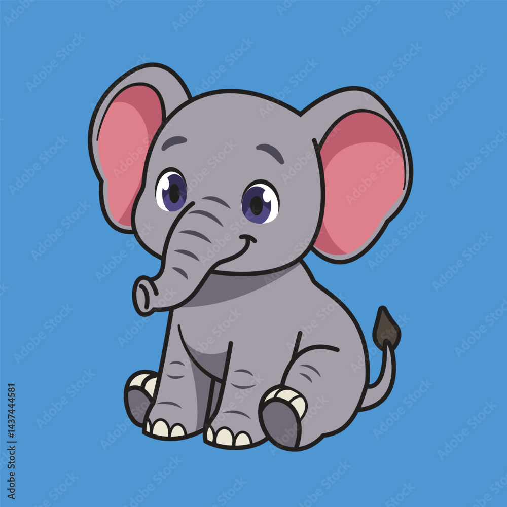 Fototapeta premium Cute Cartoon Elephant Vector Illustration