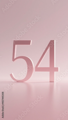 Digital creativity, minimalism, oriental aesthetics, title text is a huge number “54”, zen, diffuse gradient, next to the youths with musical instruments. Miniature model.