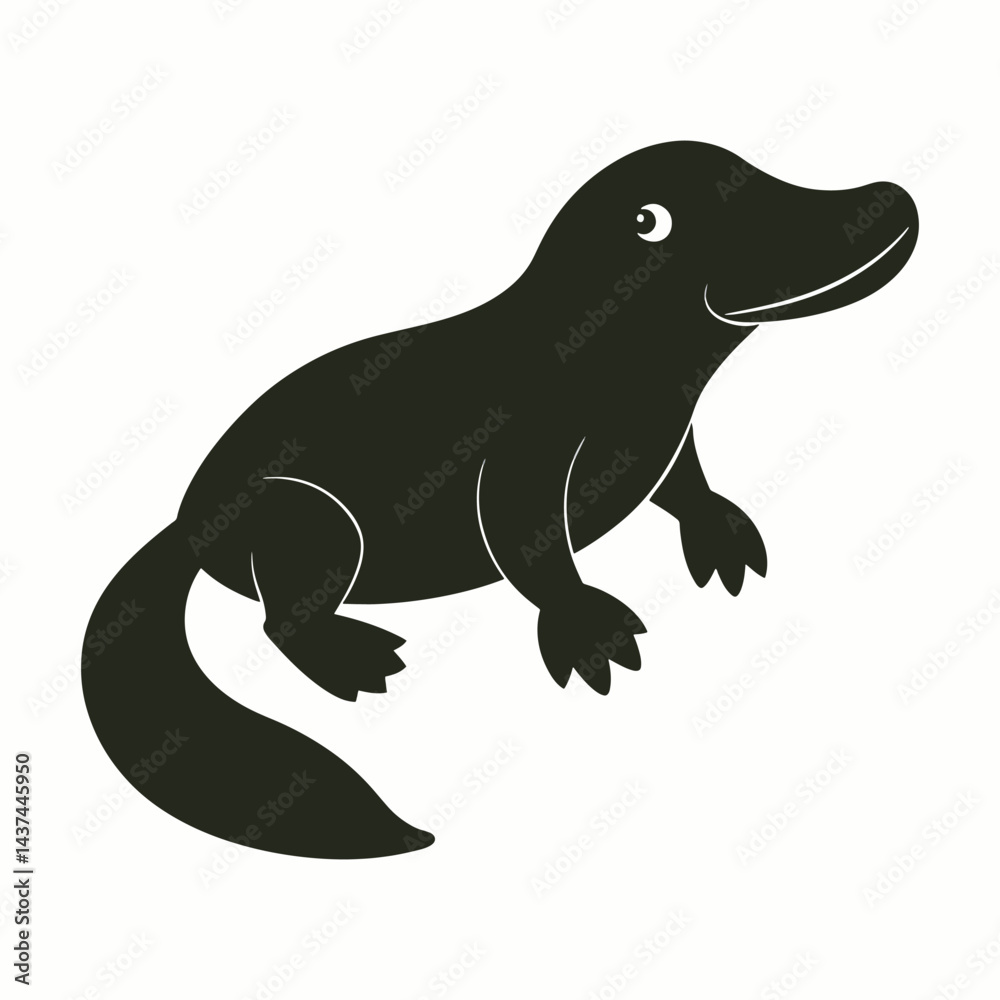 Fototapeta premium Platypus silhouette vector style illustration.