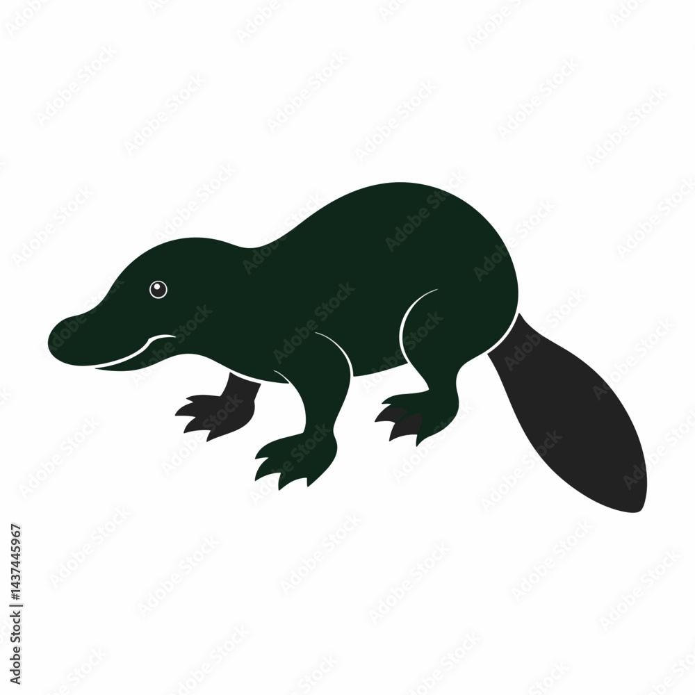 Fototapeta premium Platypus vector art silhouette, and illustration.