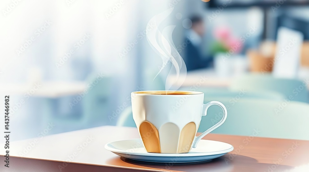 Hot coffee cup in cafe Hot coffee cup in cafe