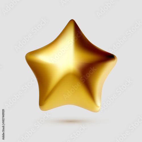 3D cartoon cute star icon. Render style
