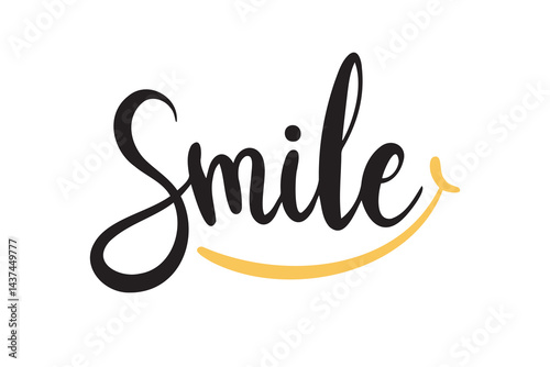 Smile typography text slogan logo. lettering with smile line.