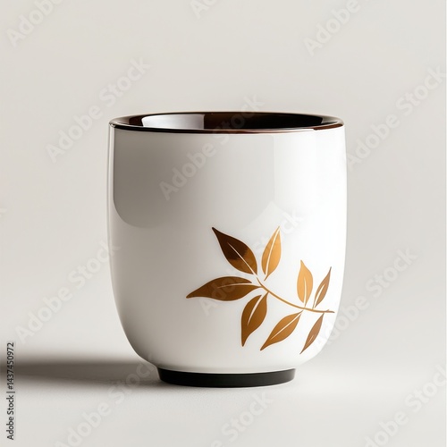Elegant ceramic cup with a delicate leaf design, perfect for tea or coffee lovers.