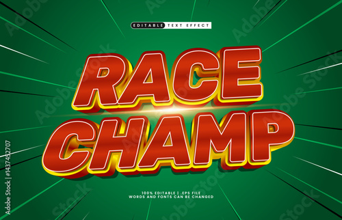 race champ editable text effect with a game and champion text effect