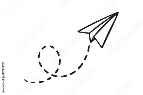 paper plane icon doodle hand drawn. Outline drawing paper plane line clipart symbol
