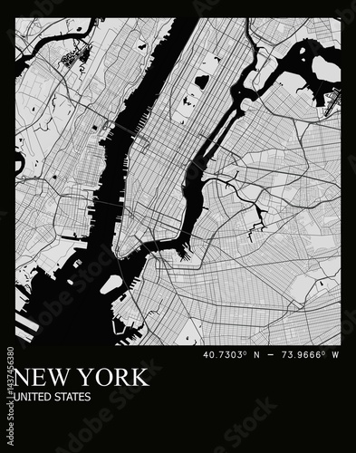 Photography New York City Minimalist Map