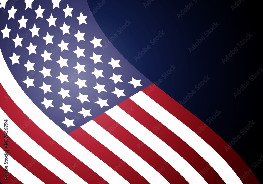 Fototapeta premium Fondo de bandera de Estados Unidos de América con degradado azul.