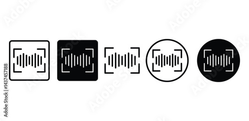 Voice Recognition Icon Set Black and White Color Scan Symbols Vector Design Illustration