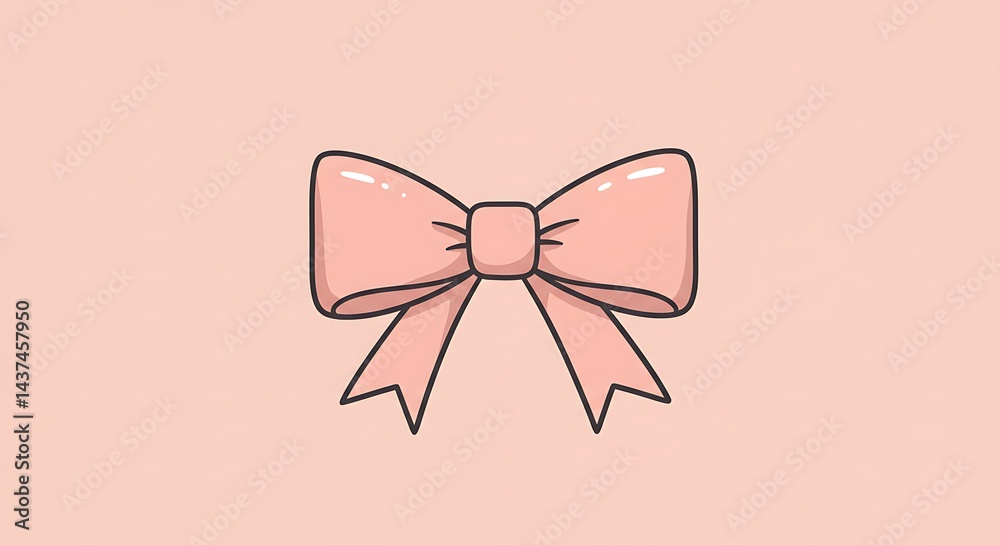 Pink Bow Illustration on Pastel Background for Decorative Use