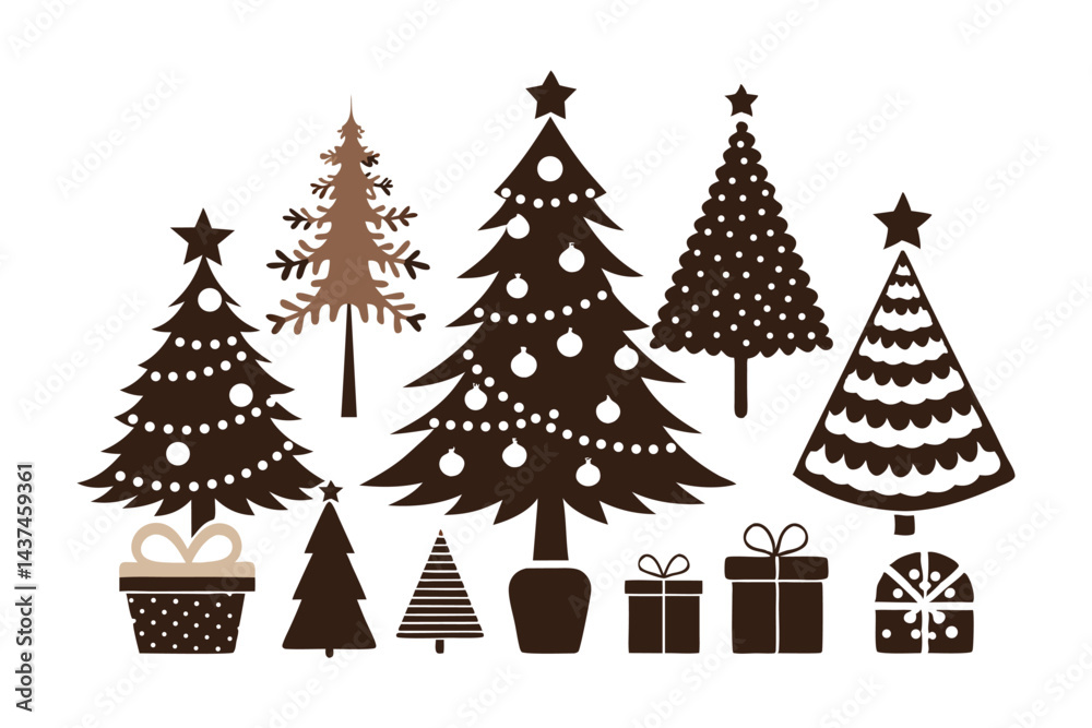 Obraz premium Elegant Christmas Tree Silhouette Designs