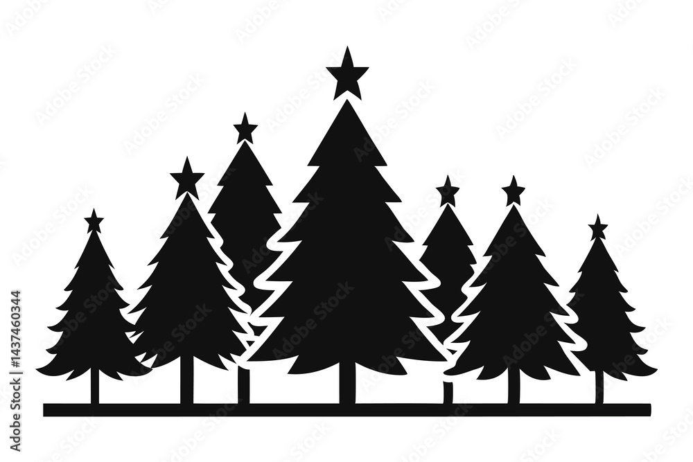 Obraz premium Simple Black and White Christmas Tree Art