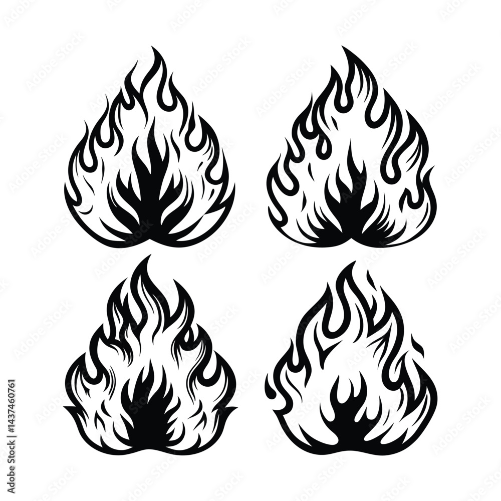 fire flame silhouette icon set fire flame silhouette icon set