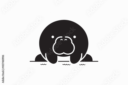 A Manatee animal vector silhouette black and white image made by adobe illustrator. eps