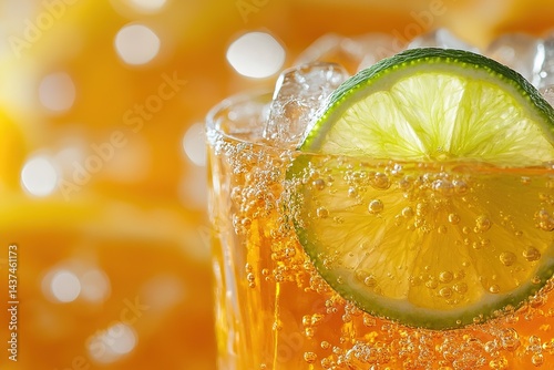 A light and tangy grapefruit juice, served over ice with a slice of lime for added zest
