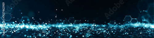 Digital Firewall Protection with Glowing Particle Network. Generative AI photo