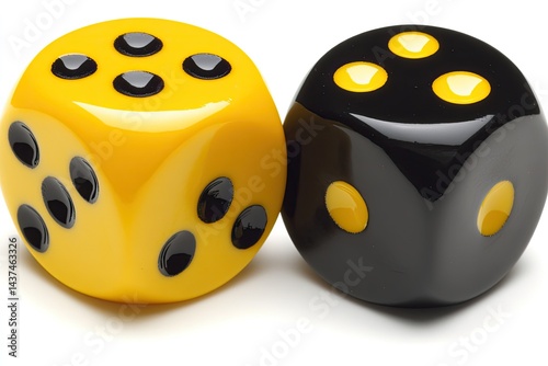 Two dice, yellow and black photo