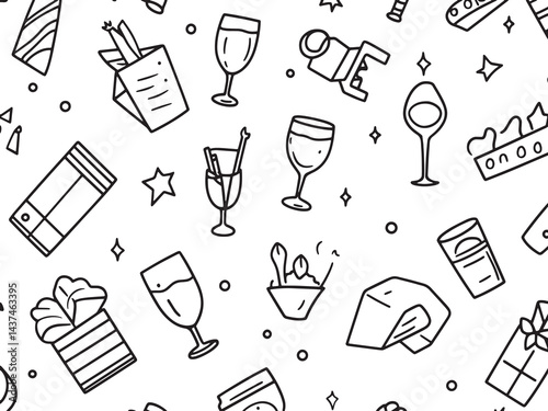Party Favors line art icon creative party accessory set