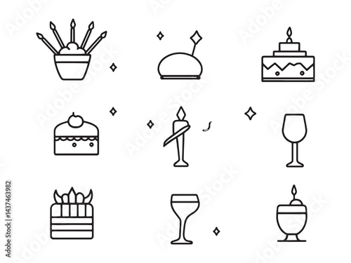 Party Favors line art icon stylish event planning graphic