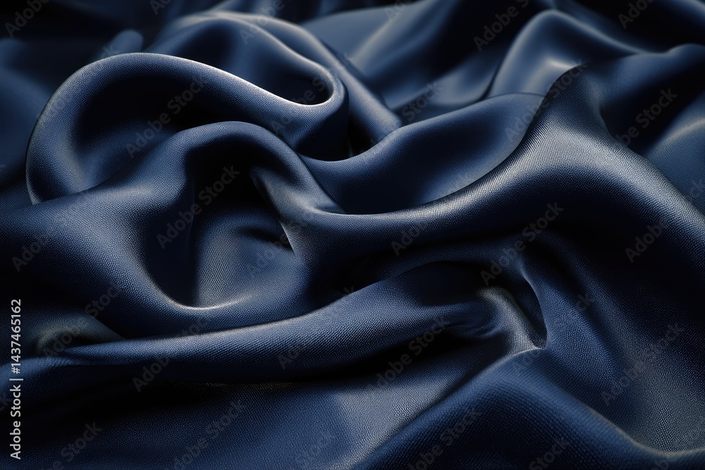 Obraz premium Draped dark blue satin fabric