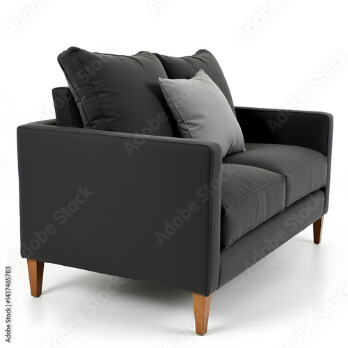 black leather sofa isolated on white background