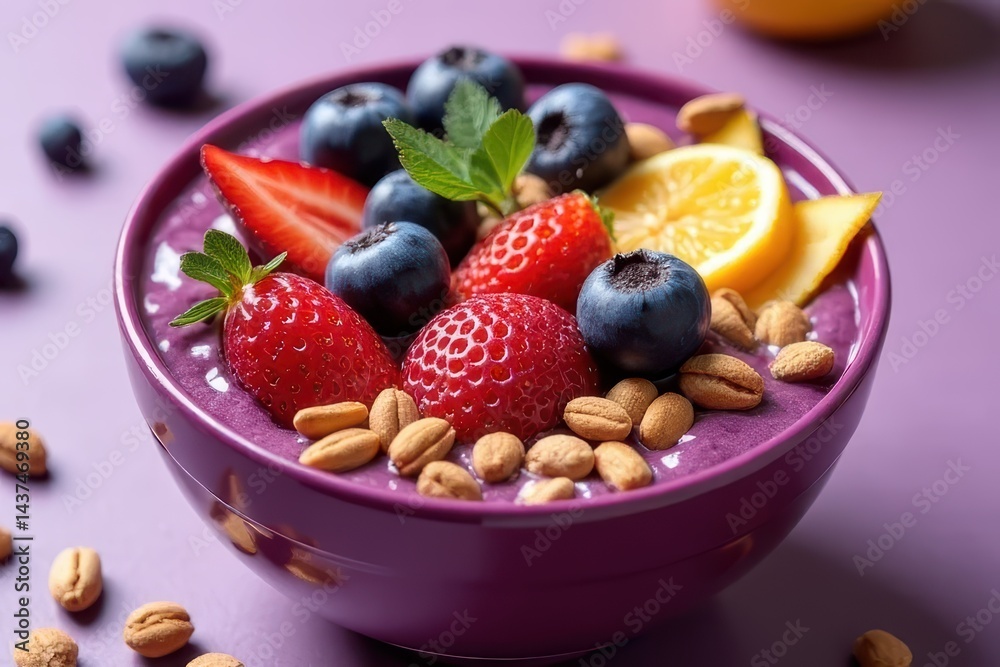 Açaí Bowl with Multiple Fruit Toppings Açaí Bowl with Multiple Fruit Toppings
