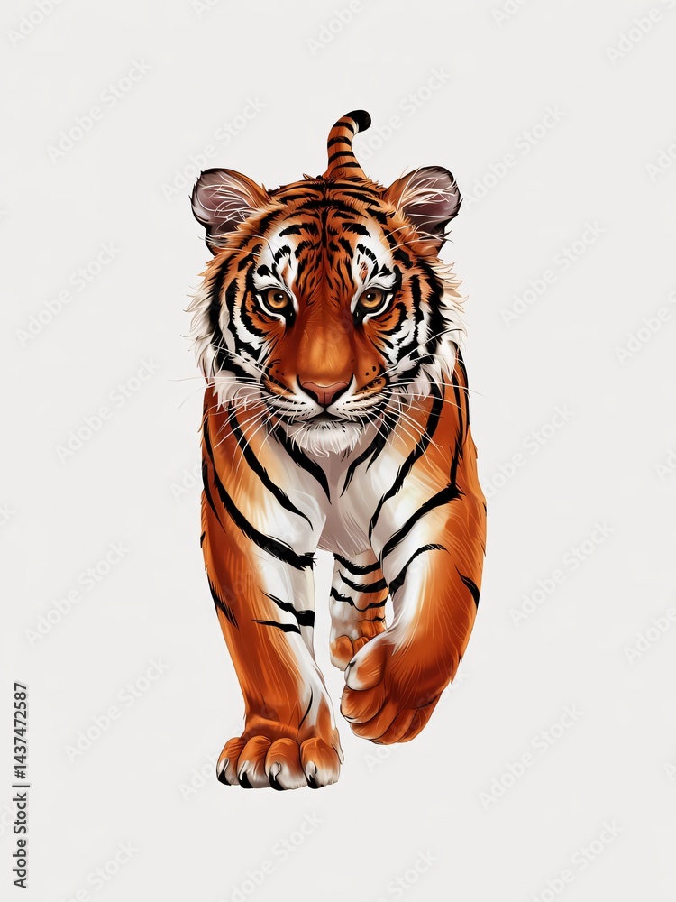 Obraz premium Vibrant Tiger Artwork High-Quality, Detailed Animal Illustration for Stickers