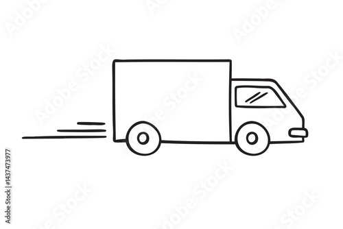 Truck icon doodle hand drawn. Outline line truck drawing clipart symbol