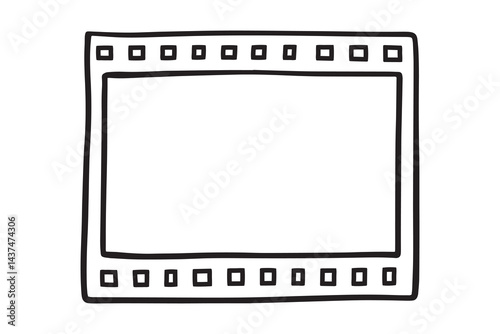 Negative film or Concept retro slides showing icon doodle hand drawn. Outline Negative film line drawing clipart symbol