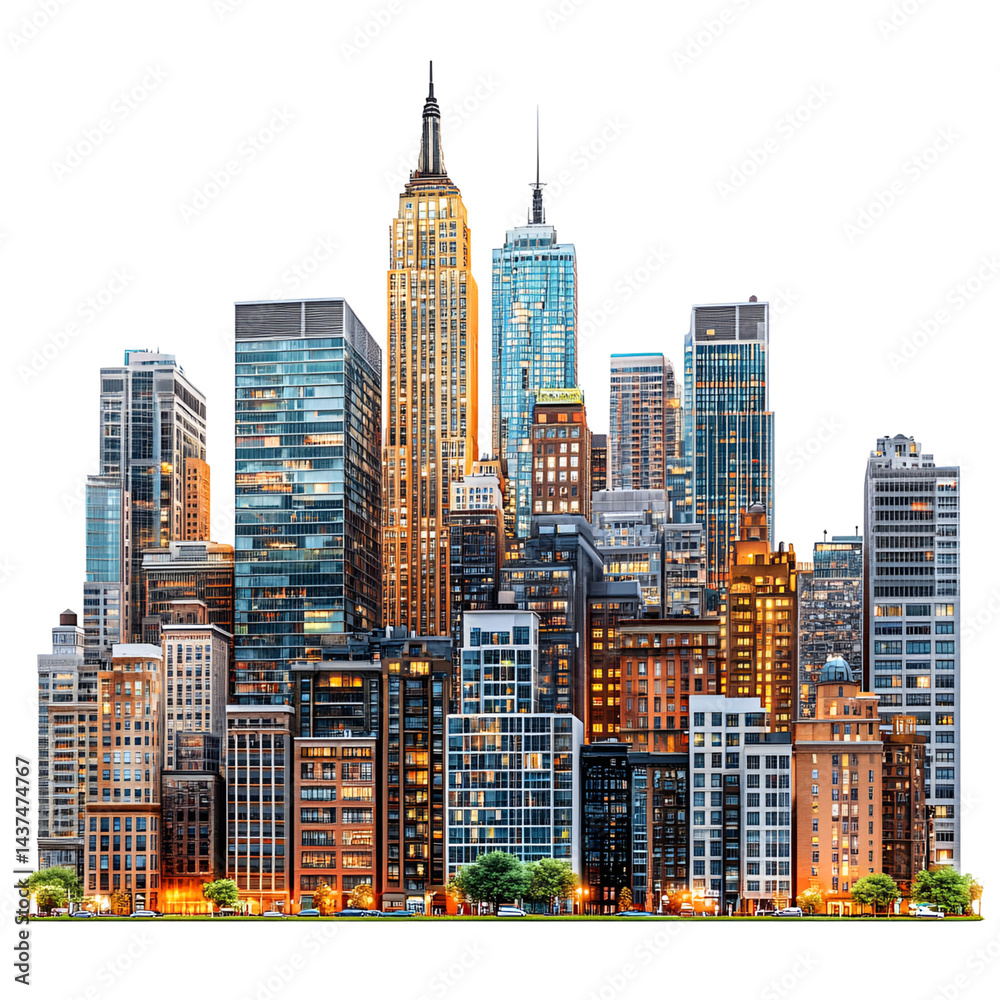 Fototapeta premium Colorful cityscape model urban architecture illustration