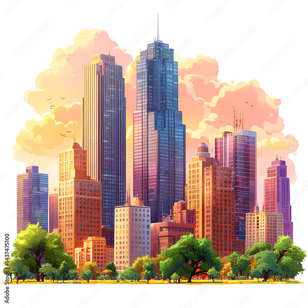 Fototapeta premium Colorful crystal cityscape display piece