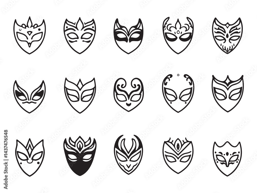 Party Mask line art icon fun celebration vibes Party Mask line art icon fun celebration vibes
